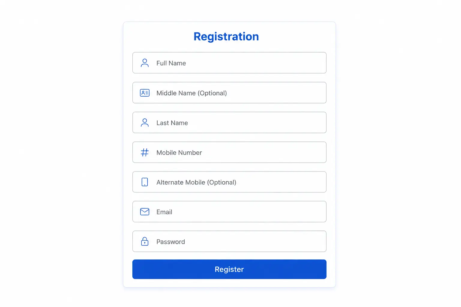 User enrollment screen
